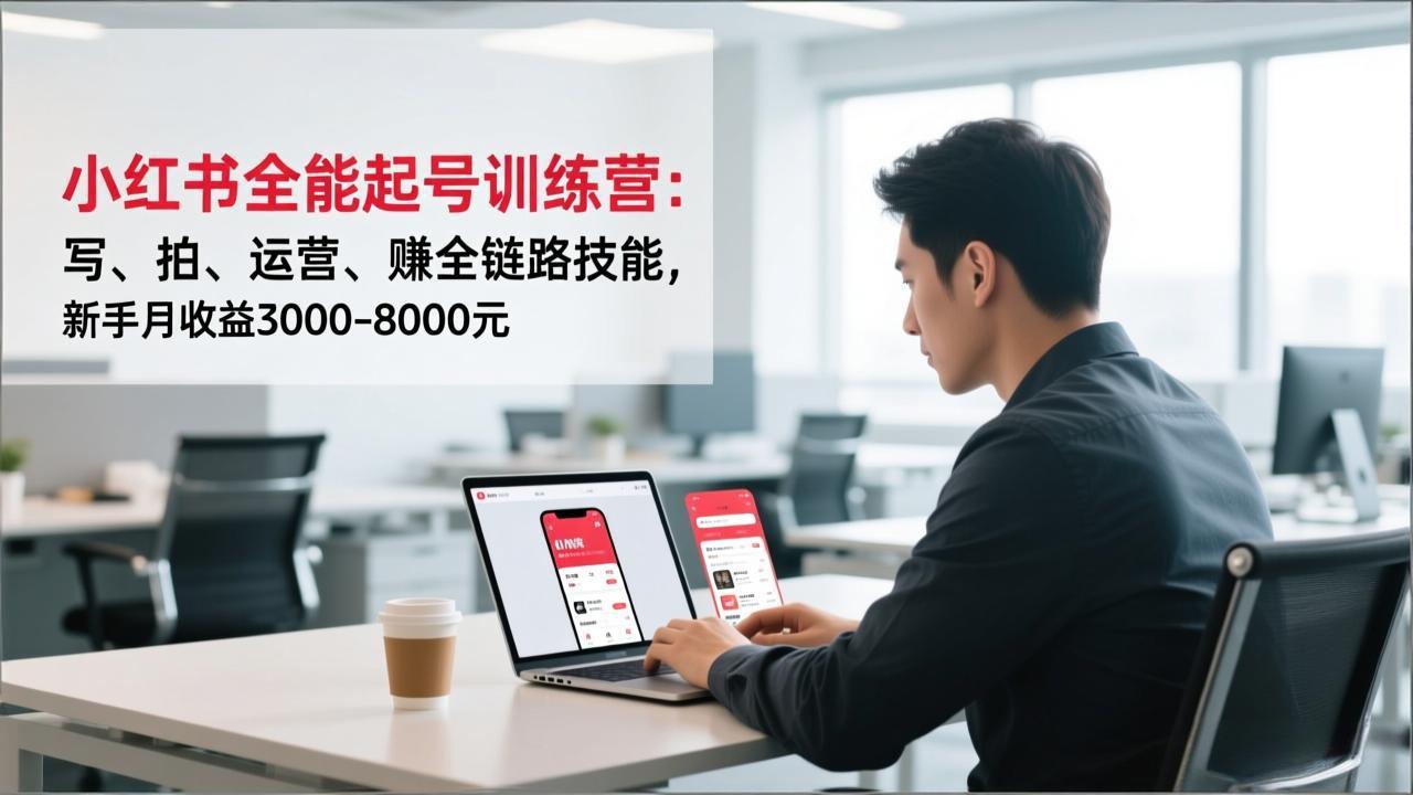 （16836期）小红书全能起号训练营：写、拍、运营、赚全链路技能，新手月收益3000-8000元-靠谱项目库