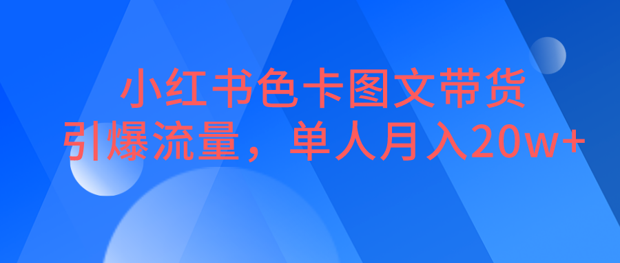 小红书色卡图文带货，引爆流量，单人月入20W+-靠谱项目库