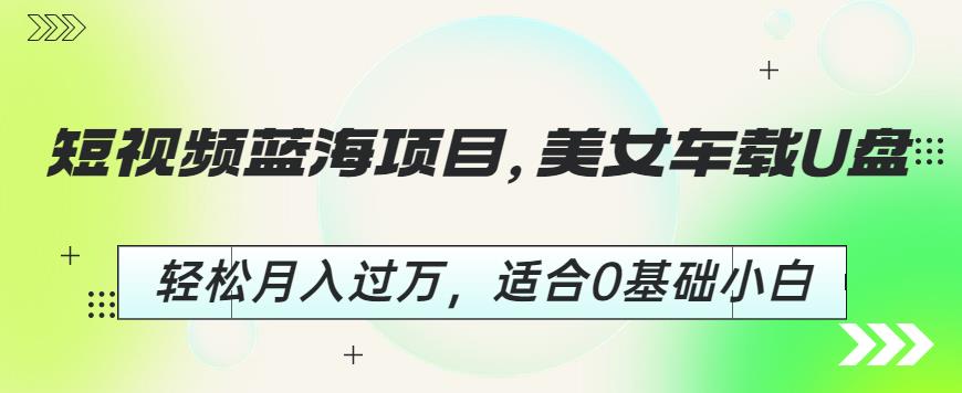 短视频蓝海项目，美女车载U盘，轻松月入过万，适合0基础小白【揭秘】-靠谱项目库