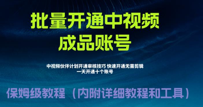 外面收费1980的暴力开通中视频计划教程，内附详细的快速通过中视频伙伴计划的办法-靠谱项目库