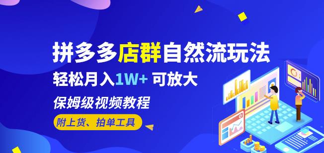 拼多多店群自然流玩法，轻松月入1W+保姆级视频教程（附上货、拍单工具）-靠谱项目库