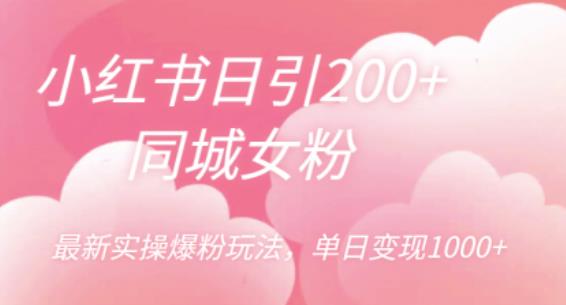 小红书日引200+同城女粉，最新实操爆粉玩法，单日变现1000+【揭秘】-靠谱项目库
