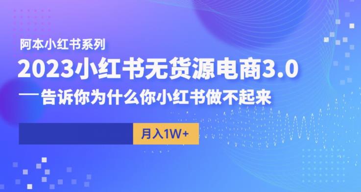 阿本小红书无货源电商3.0，告诉你为什么你小红书做不起来-靠谱项目库