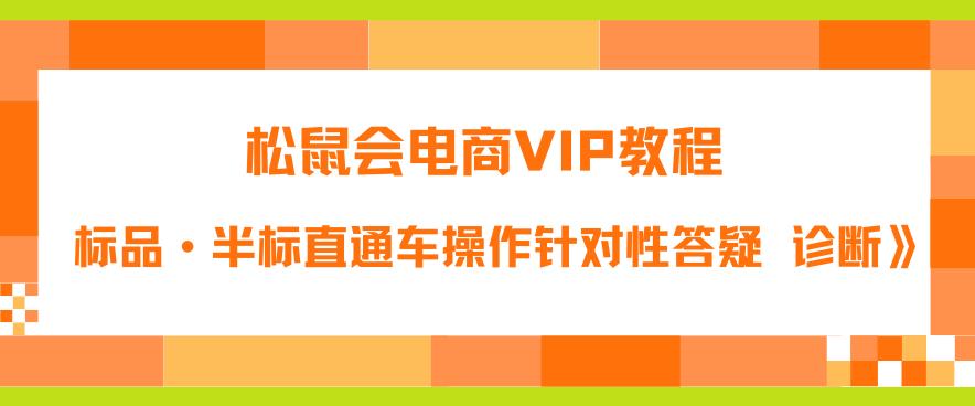 松鼠会电商VIP教程：松鼠《付费推广标品·半标直通车操作针对性答疑&诊断》-靠谱项目库