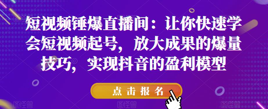 短视频锤爆直播间：让你快速学会短视频起号，放大成果的爆量技巧，实现抖音的盈利模型-靠谱项目库