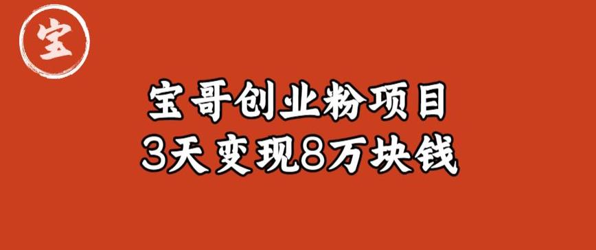 宝哥IP图文创业粉引流项目实战分享:单个账号3天涨粉1万,变现8万块钱(图文教程)【揭秘】-靠谱项目库