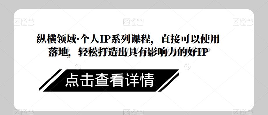 纵横领域·个人IP系列课程，直接可以使用落地，轻松打造出具有影响力的好IP-靠谱项目库