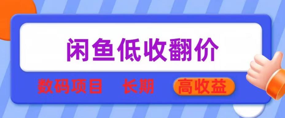 闲鱼低收翻价数码暴利项目，长期高收益【揭秘】-靠谱项目库