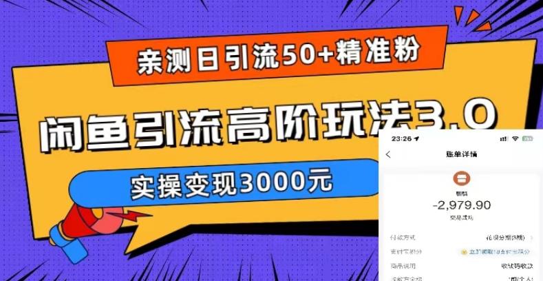 亲测日引50+精准粉,闲鱼引流高阶玩法3.0,实操变现3000元【揭秘】-靠谱项目库