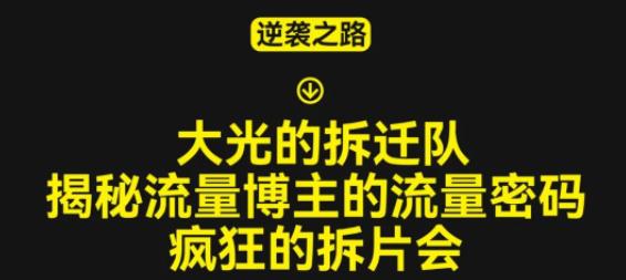 大光的拆迁队（30个片），揭秘博主的流量密码，疯狂的拆片会-靠谱项目库