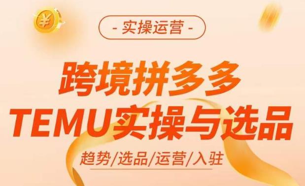 跨境拼多多TEMU实操与选品，​掌握平台运营方法技巧，选品避坑12条标准，爆款的底层思路等-靠谱项目库