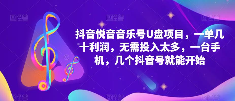 抖音音乐号U盘项目，一单几十利润，无需投入太多，一台手机，几个抖音号就能开始-靠谱项目库