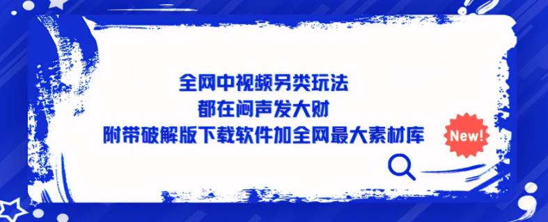 全网中视频另类玩法,都在闷声发大财,附带破解版下载软件加全网最大素材库-靠谱项目库