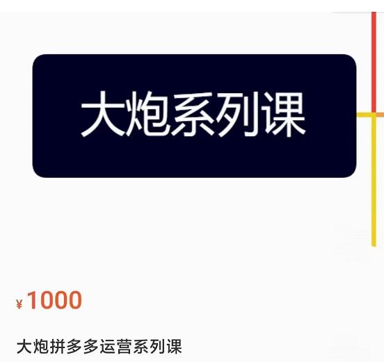大炮拼多多运营系列课，各类​玩法合集，拼多多运营玩法实操-靠谱项目库