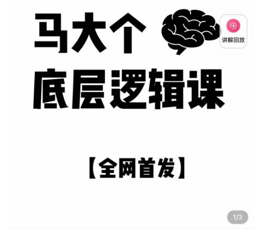 马大个·底层逻辑课，51节底层逻辑智慧课-价值1980元-靠谱项目库
