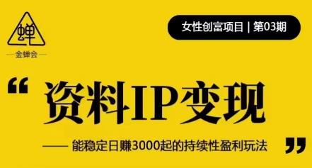 资料IP变现，能稳定日赚3000起的持续性盈利玩法-靠谱项目库