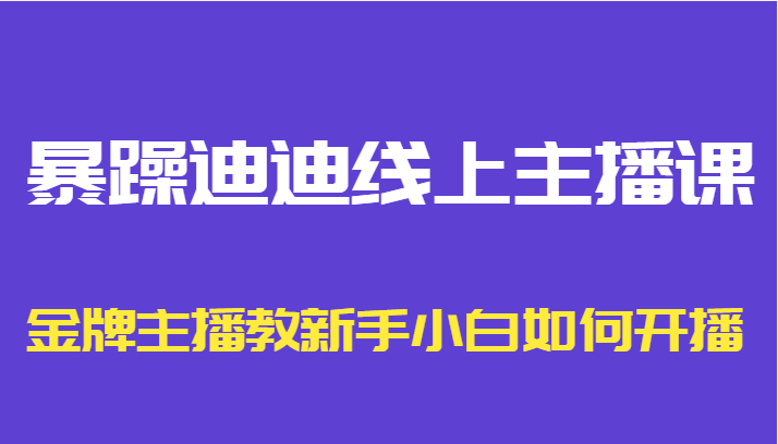 暴躁迪迪线上主播课，金牌主播教新手小白如何开播-靠谱项目库