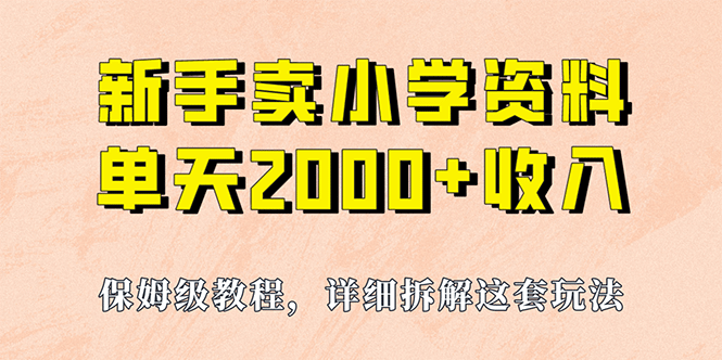 我如何通过卖小学资料，实现单天2000+，实操项目，保姆级教程+资料+工具-靠谱项目库