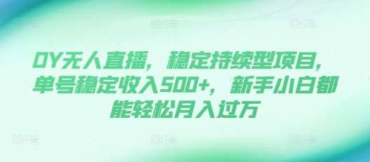 DY无人直播,稳定持续型项目,单号稳定收入500+,新手小白都能轻松月入过万【揭秘】-靠谱项目库