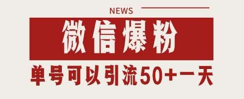 微信爆粉，私域暴力引流打法日引千粉 单号日进50+【揭秘】-靠谱项目库