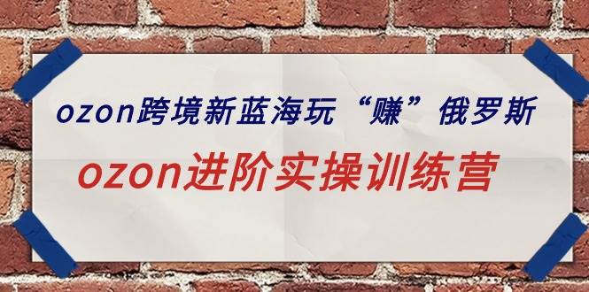 （9800期）ozon跨境新蓝海玩“赚”俄罗斯，ozon进阶实操训练营-靠谱项目库