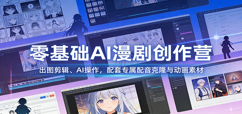 零基础AI漫剧创作营：出图剪辑、AI操作，配套专属配音克隆与动画素材-靠谱项目库