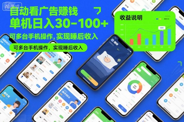 自动看广告賺钱,单机日入30-100+,可多台手机操作,实现睡后收入【揭秘】-靠谱项目库