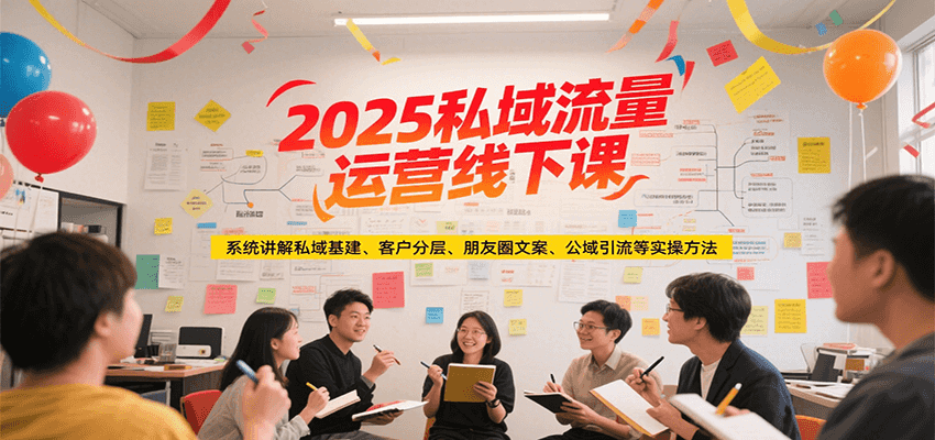 2025私域流量运营线下课,系统讲解私域基建/客户分层/朋友圈文案/公域引流等实操方法-靠谱项目库