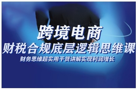 跨境电商财稅合规底层逻辑思维课，财务思维超实用于货讲解实现利润增长-靠谱项目库