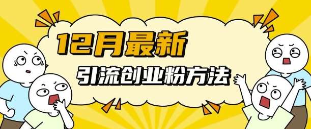 12月最新引流创业粉方法，方法非常简单，适用于多平台-靠谱项目库