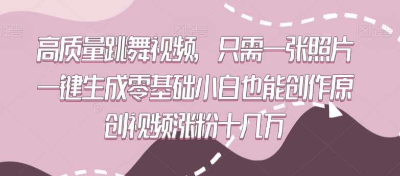高质量跳舞视频,只需一张照片一键生成零基础小白也能创作原创视频涨粉十几万【揭秘】-靠谱项目库