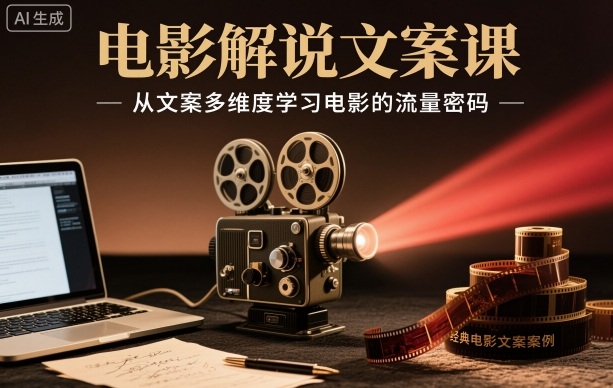 电影解说文案课，从文案多维度学习电影的流量密码-靠谱项目库