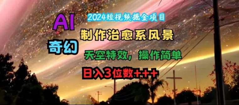 2024短视频掘金项目，AI制作治愈系风景，奇幻天空特效，操作简单，日入3位数【揭秘】-靠谱项目库