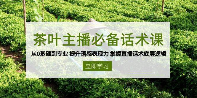 茶叶主播必备话术课 从0基础到专业 提升语感表现力 掌握直播话术底层逻辑-靠谱项目库