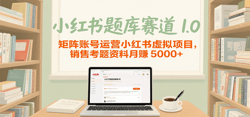小红书题库赛道1.0,矩阵账号运营小红书虚拟项目,销售行业资格证考题资料月赚5000+-靠谱项目库
