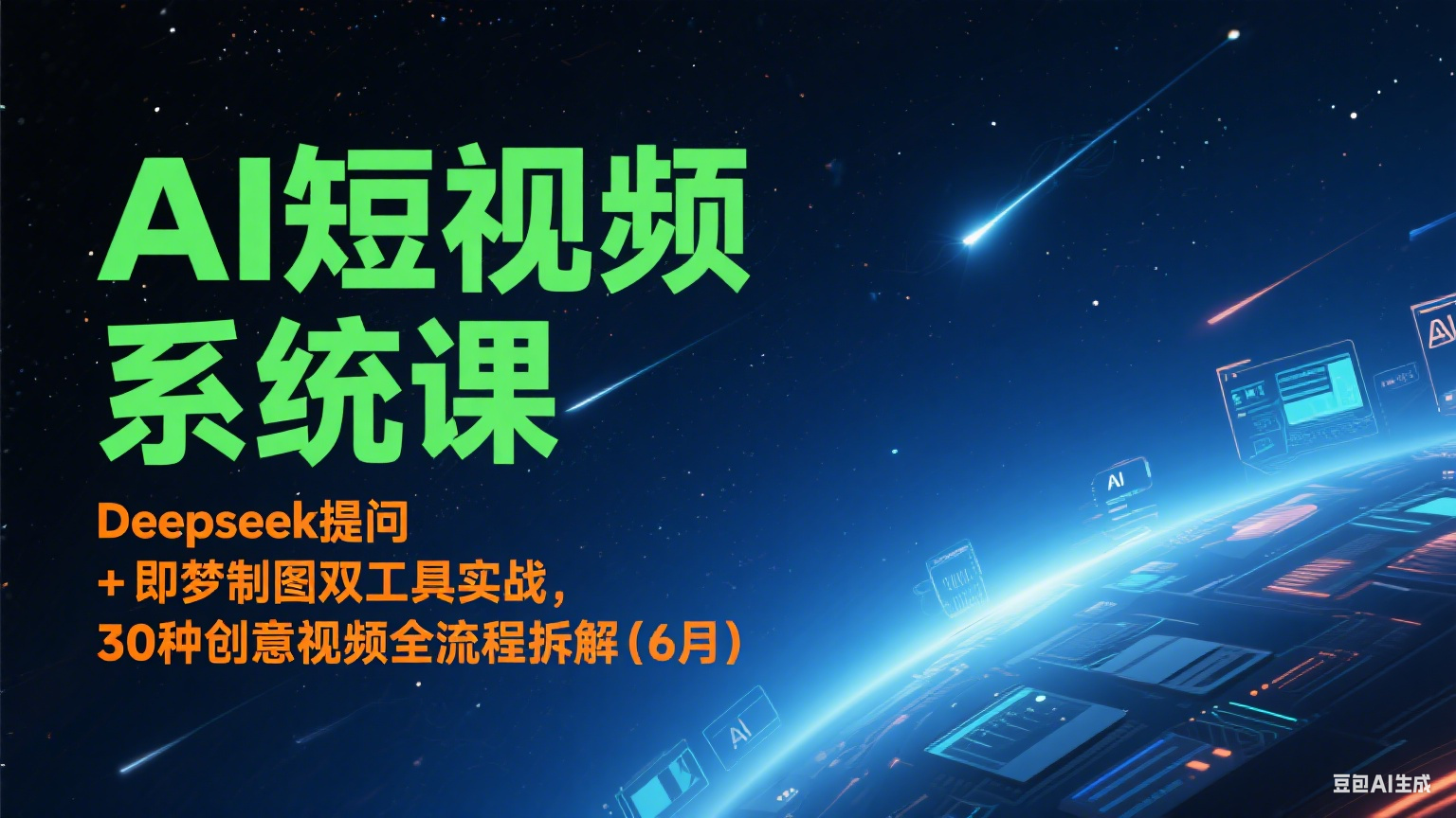 AI短视频系统课：Deepseek提问 + 即梦制图双工具实战，30种创意视频全流程拆解(6月)-靠谱项目库