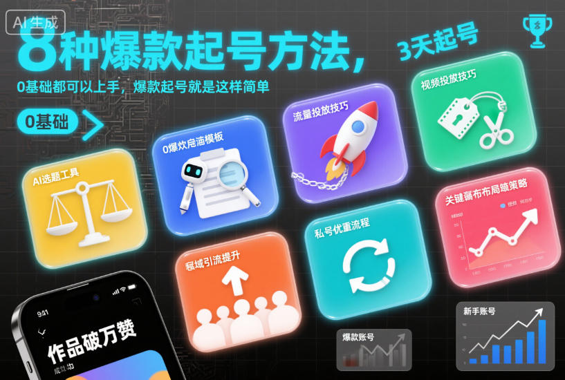 8种爆款起号方法,0基础都可以上手,爆款起号就是这样简单-靠谱项目库