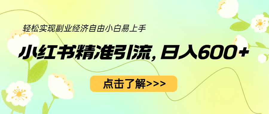小红书精准引流，小白日入600+，轻松实现副业经济自由（教程+1153G资源）-靠谱项目库