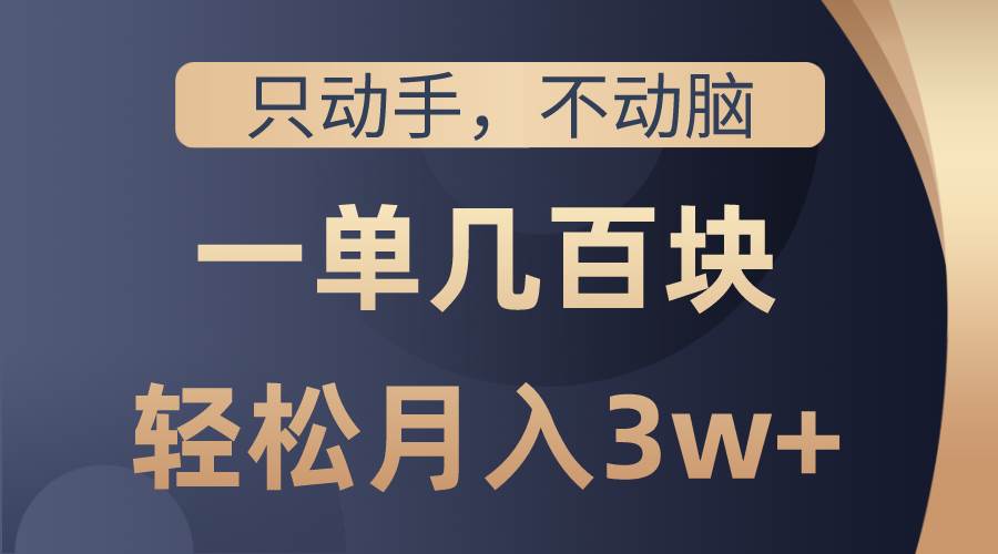 只动手不动脑，一单几百块，轻松月入3w+，看完就能直接操作，详细教程-靠谱项目库