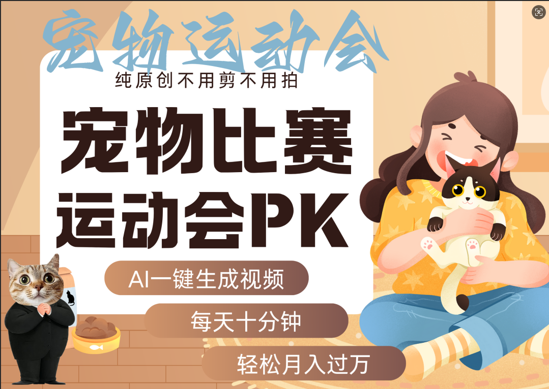 AI萌宠运动员跳水 射击 篮球 足球比赛 每天十分钟 附详细提示词文案库 代替做素材 卖提示词 卖虚拟资料 卖宠物产品 做宠物私人定制产品 带徒弟 带陪跑 卖课 创作者分成 月入5W+-靠谱项目库