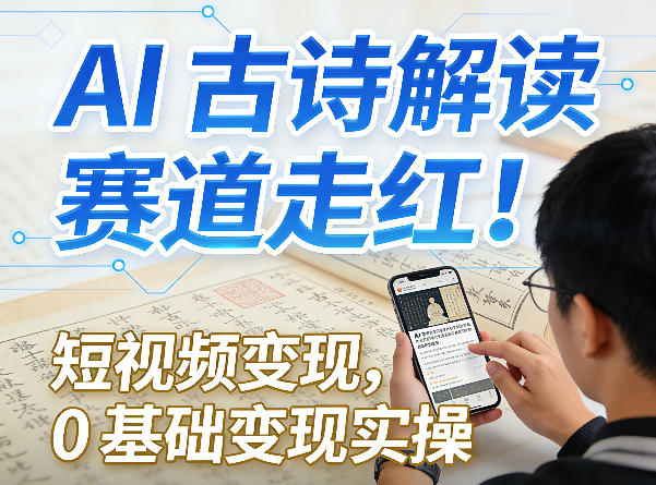 AI古诗解读赛道走红！短视频变现，0基础变现实操-靠谱项目库