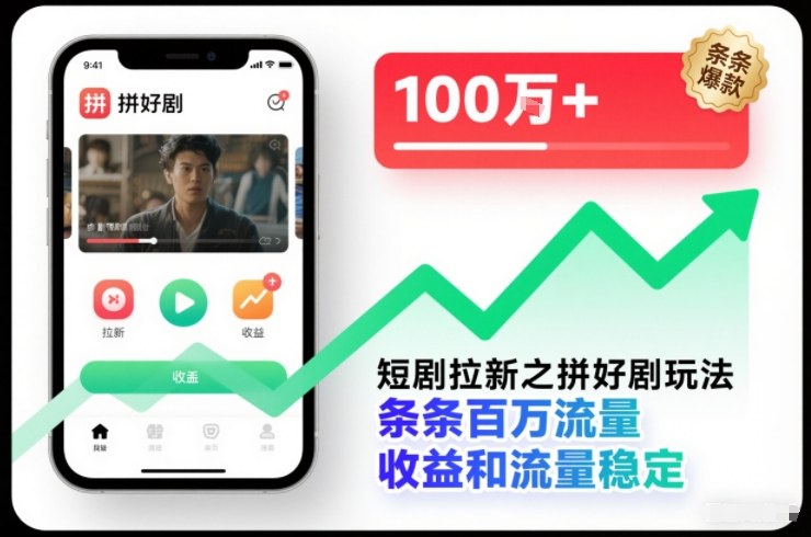短剧拉新之拼好剧玩法,条条百万流量,收益和流量稳定-靠谱项目库