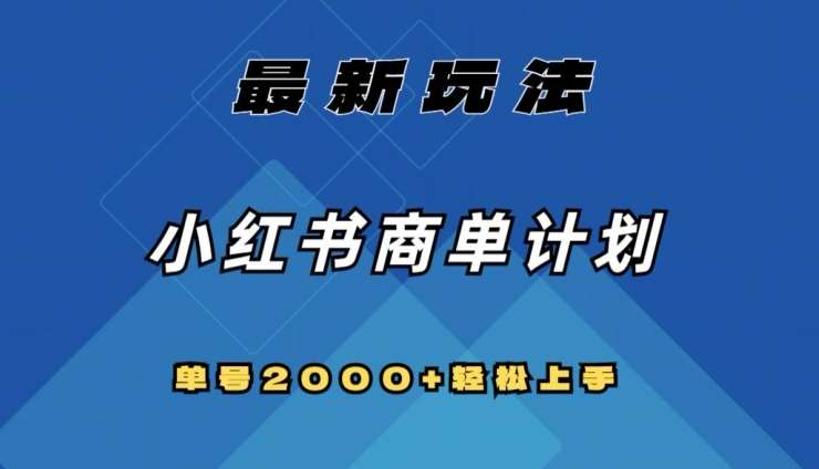 全网首发，小红书商单计划最新玩法，单号2000+可扩大可复制【揭秘】-靠谱项目库