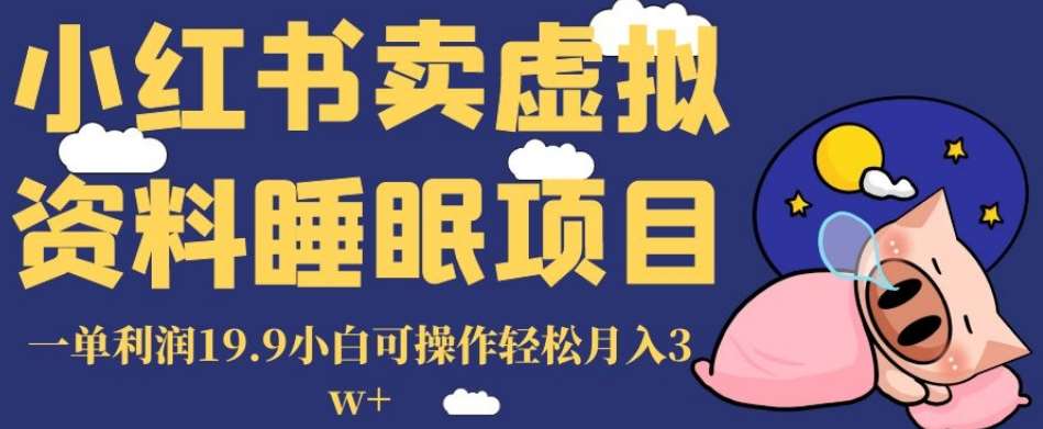 小红书卖虚拟资料睡眠项目，一单利润19.9小白可操作轻松月入3w+【揭秘】-靠谱项目库
