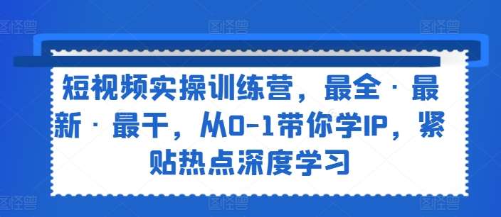 短视频实操训练营，最全·最新·最干，从0-1带你学IP，紧贴热点深度学习-靠谱项目库