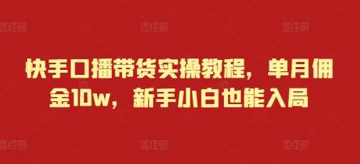 快手口播带货实操教程，单月佣金10w，新手小白也能入局-靠谱项目库