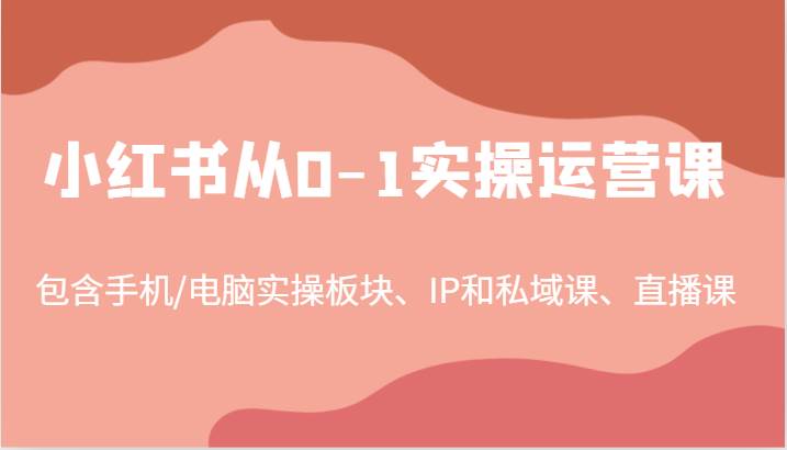 小红书从0-1实操运营课，包含手机/电脑实操板块、IP和私域课、直播课（97节）-靠谱项目库