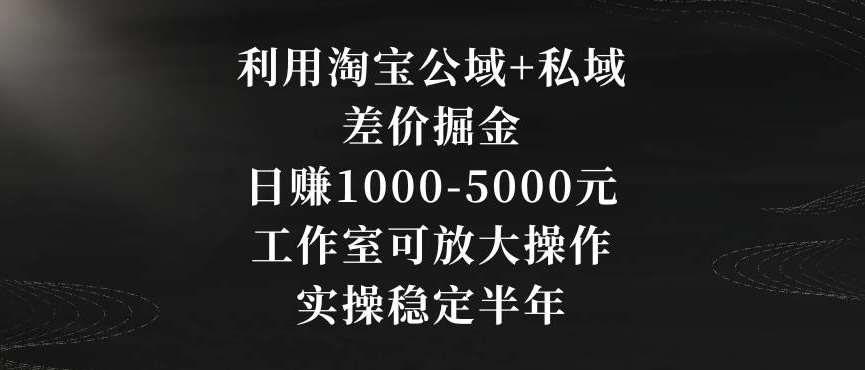 利用淘宝公域+私域差价掘金，日赚1000-5000元，工作室可放大操作，实操稳定半年【揭秘】-靠谱项目库