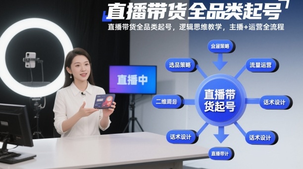 直播带货全品类起号，逻辑思维教学，主播+运营全流程-靠谱项目库