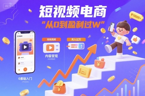 短视频电商：短视频变现从0到盈利过W-靠谱项目库